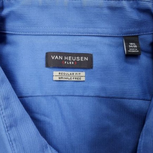 Van Heusen men's dress shirt 18 1/2 34-35 blue - Picture 2 of 2